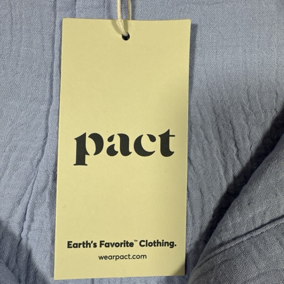 NWT Pact Women's M/L Organic Cotton Coastal Double Gauze Oversized Shirt In Blue - Picture 2 of 9
